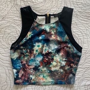 Water Colour Crop Top with Mesh